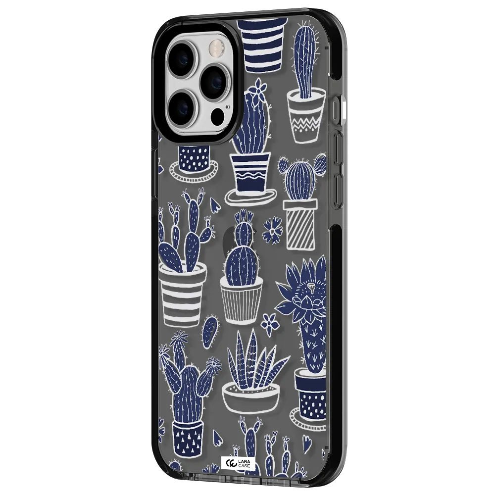 Blue Cactus Apple iPhone 12 pro max impact Smoke Black Case