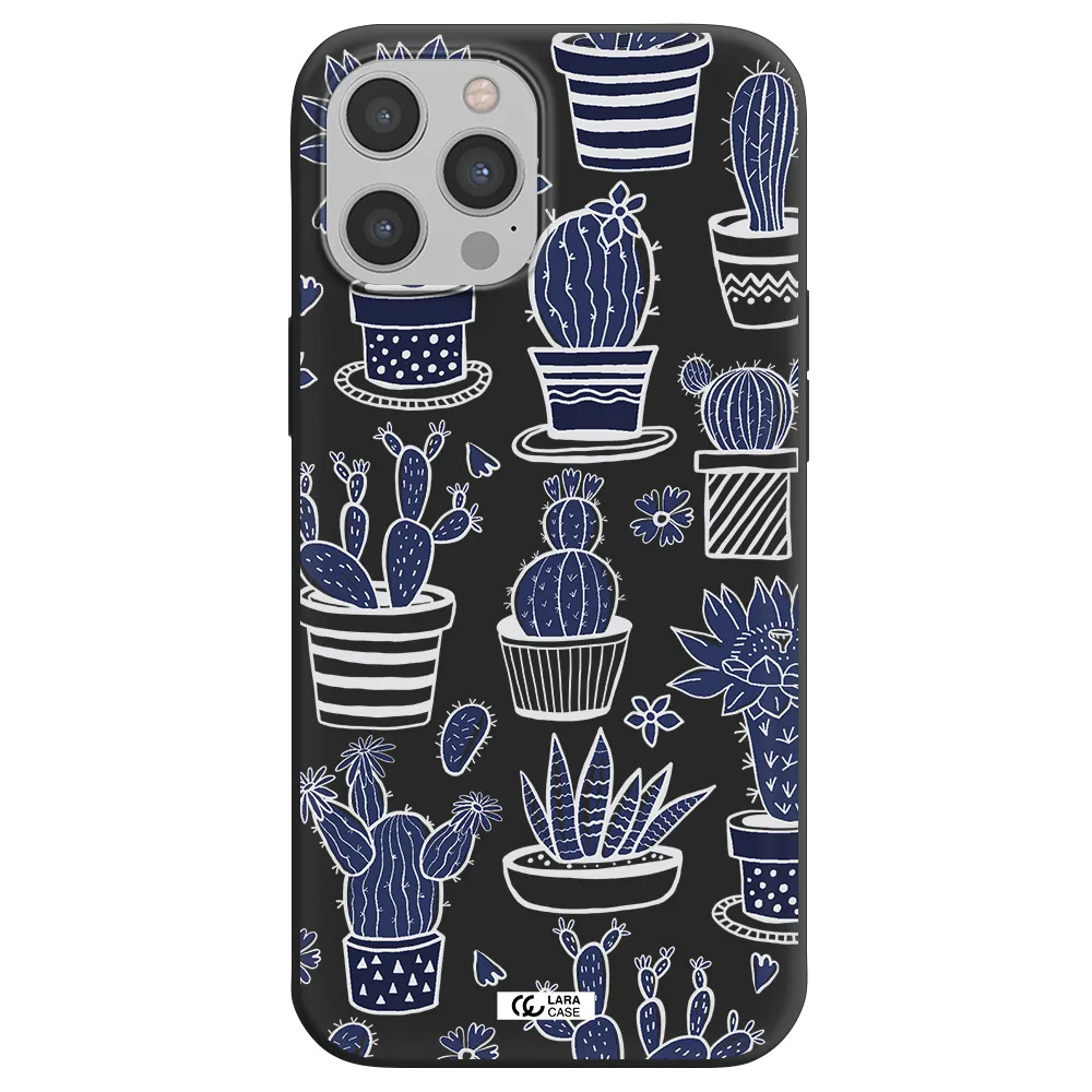 Blue Cactus Apple iPhone 12 pro max Silicone black Case
