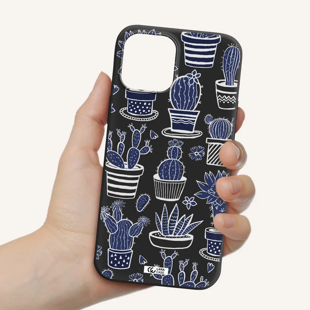 Blue Cactus Apple iPhone 12 pro max Silicone black Case