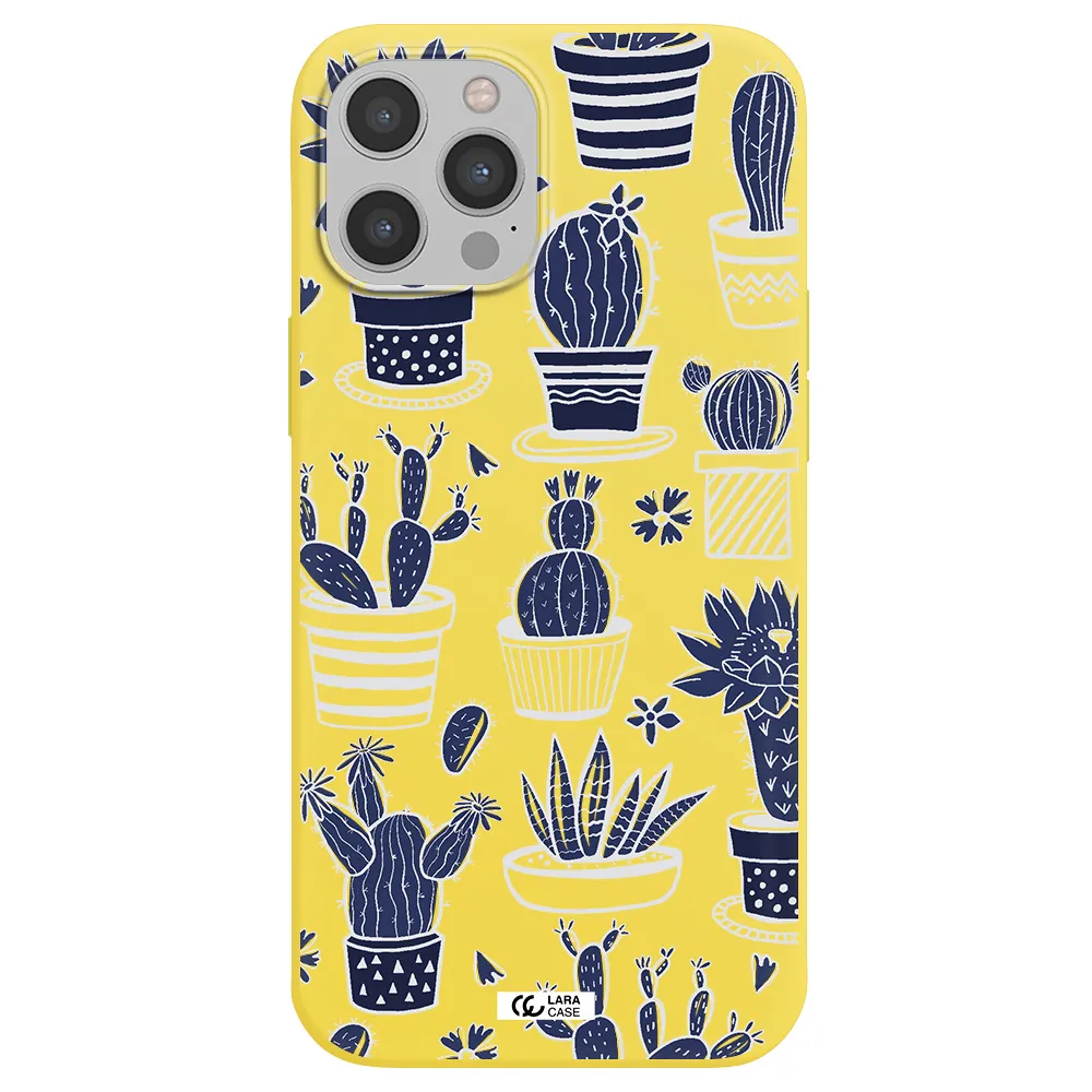 Blue Cactus Apple iPhone 12 pro max Silicone canary yellow Case