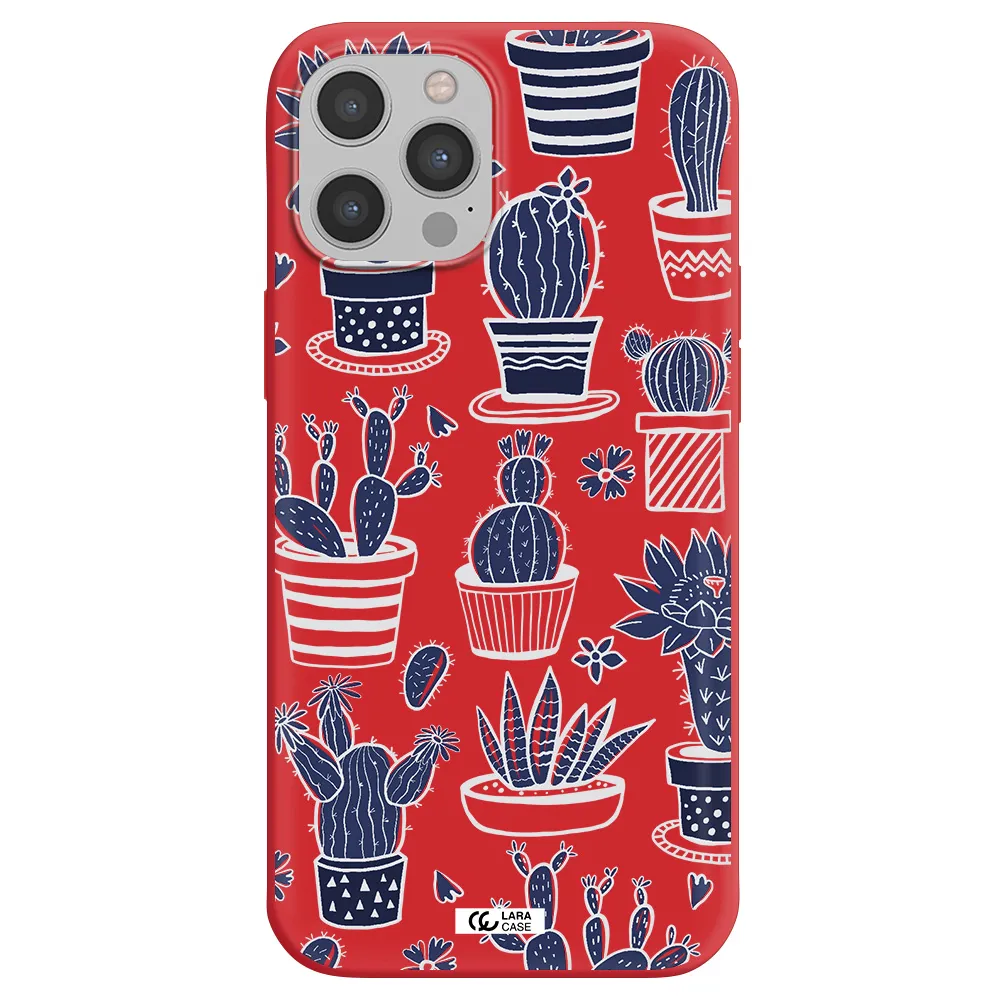 Blue Cactus Apple iPhone 12 pro max Silicone Imperial Red Case
