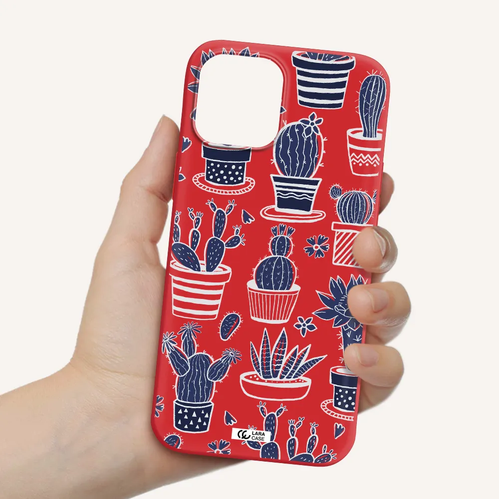 Blue Cactus Apple iPhone 12 pro max Silicone Imperial Red Case