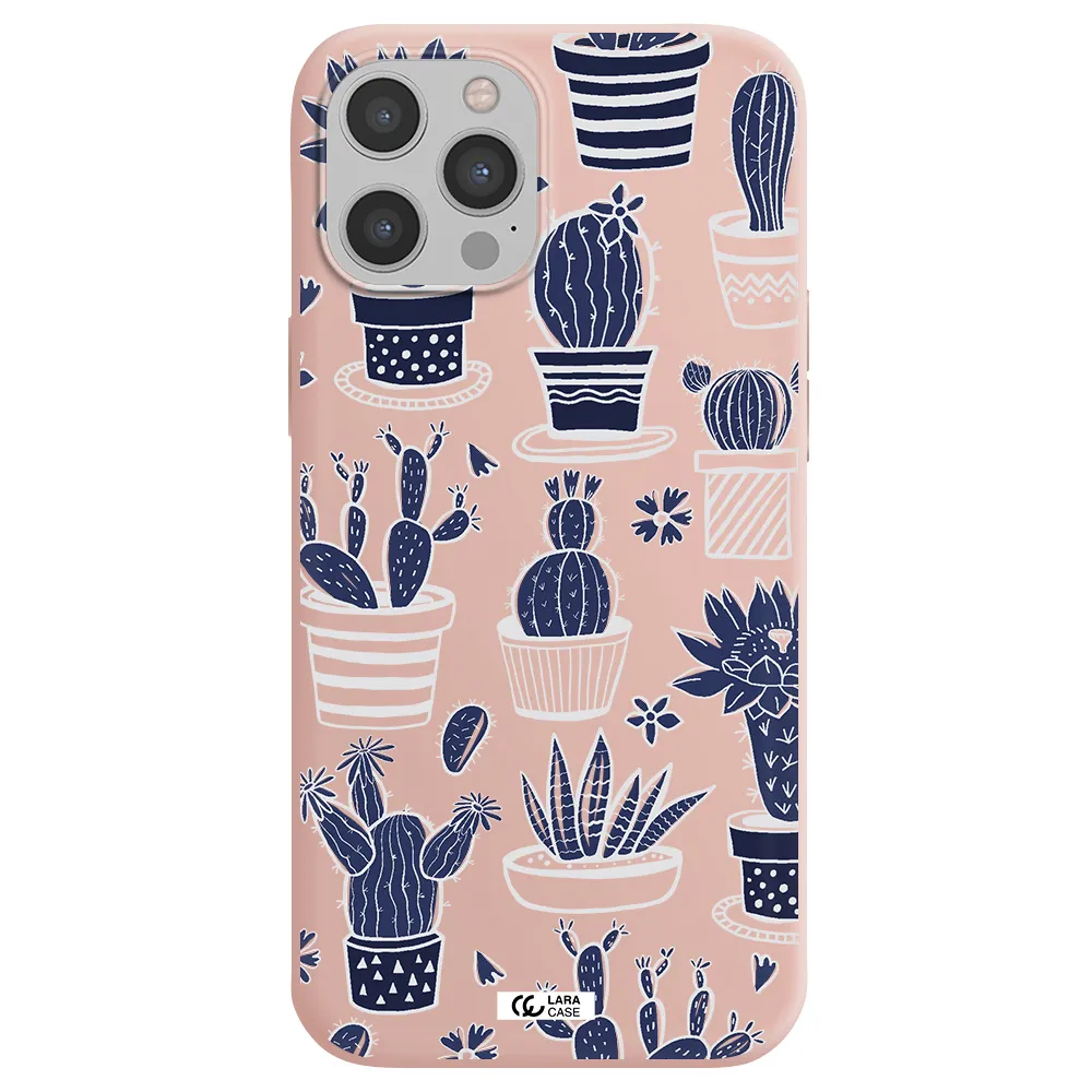 Blue Cactus Apple iPhone 12 pro max Silicone pastel pink Case