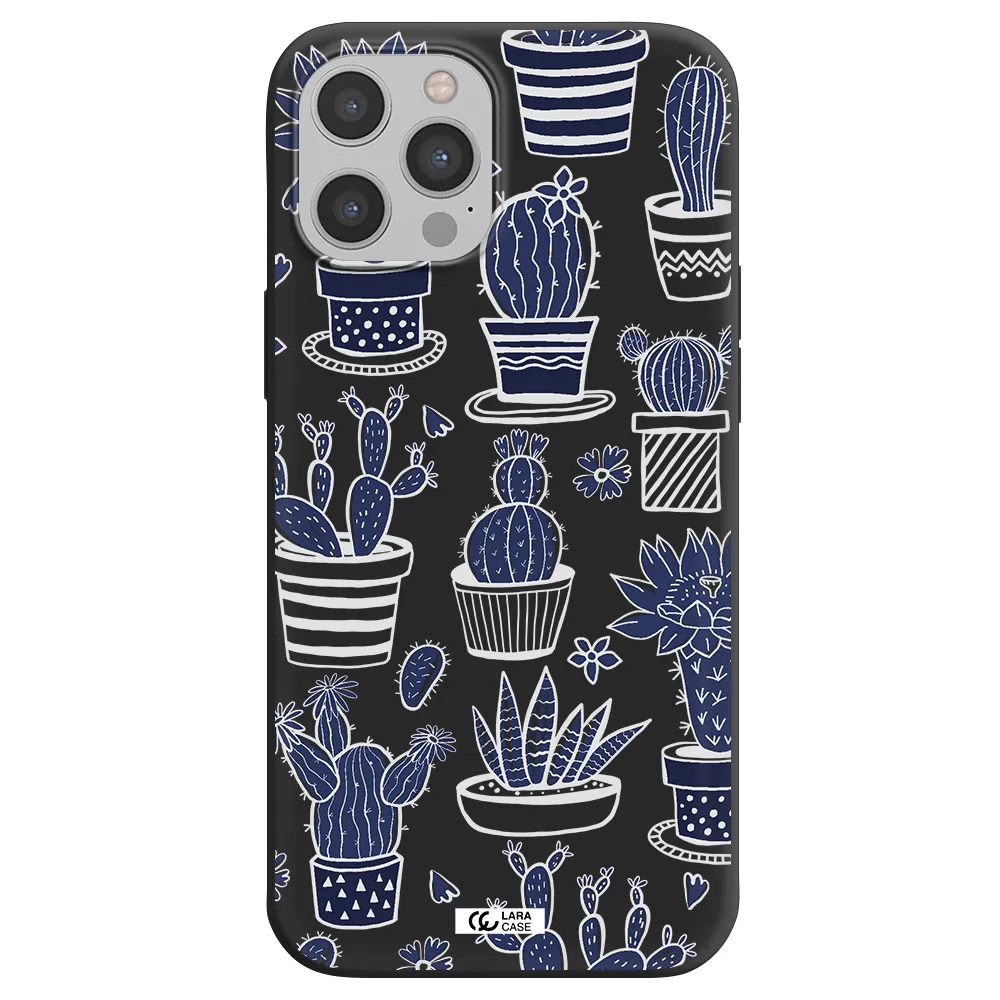 Blue Cactus Apple iPhone 12 pro Silicone black Case