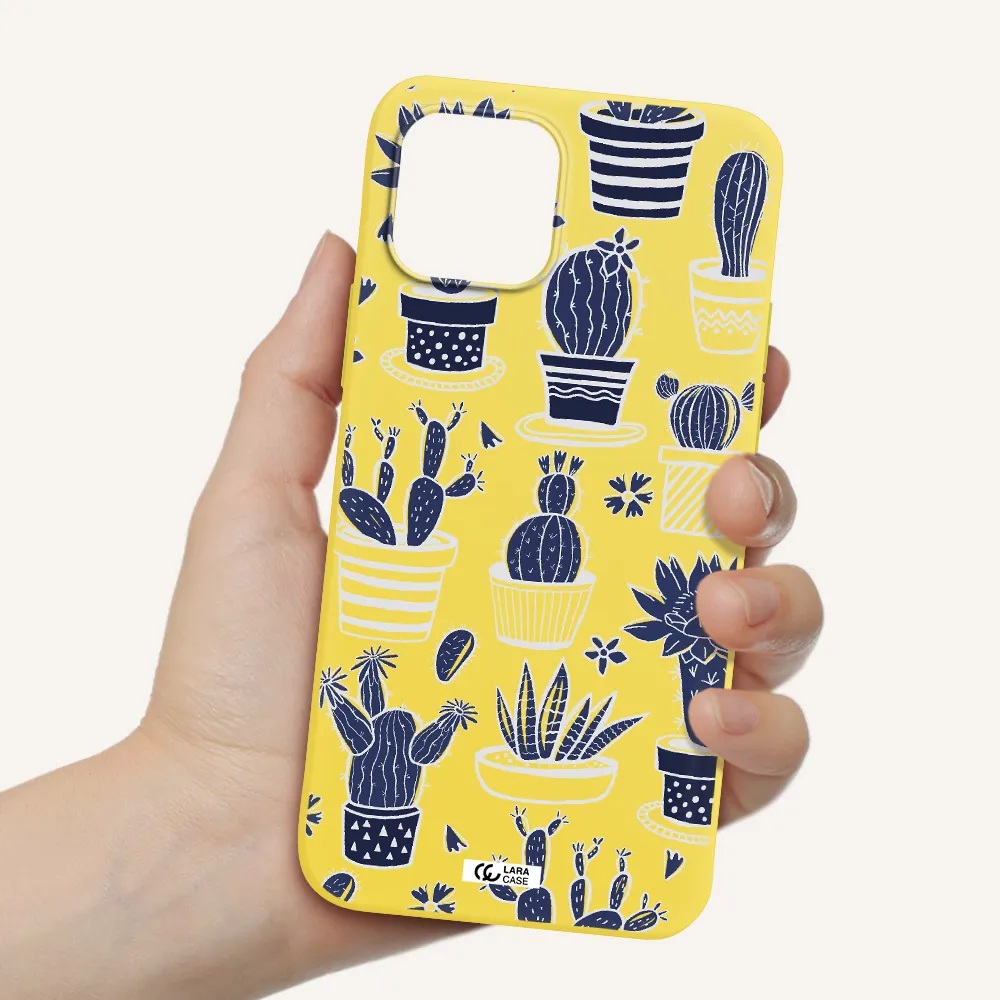 Blue Cactus Apple iPhone 12 Silicone canary yellow Case