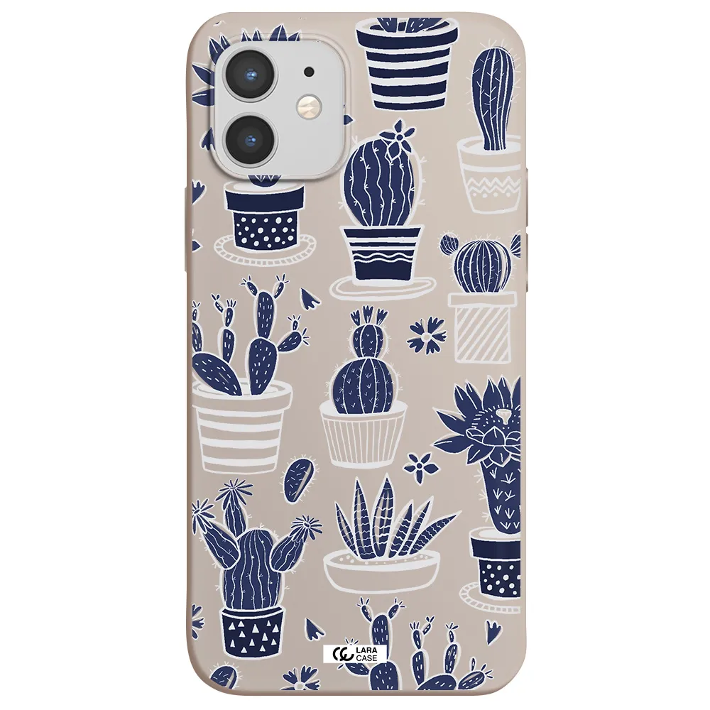 Blue Cactus Apple iPhone 12 Silicone Stone Case