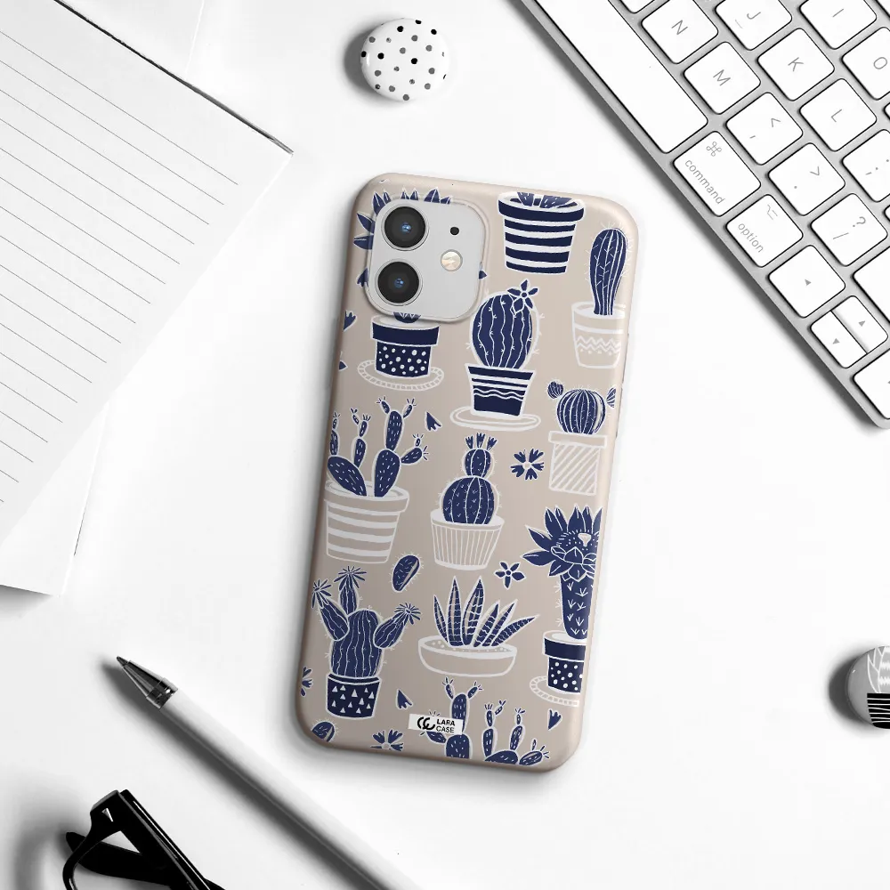Blue Cactus Apple iPhone 12 Silicone Stone Case