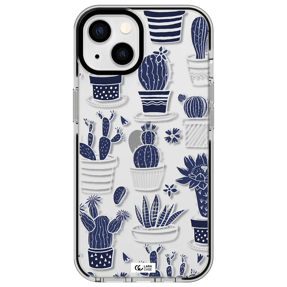 Blue Cactus Apple iPhone 13 impact black border Case