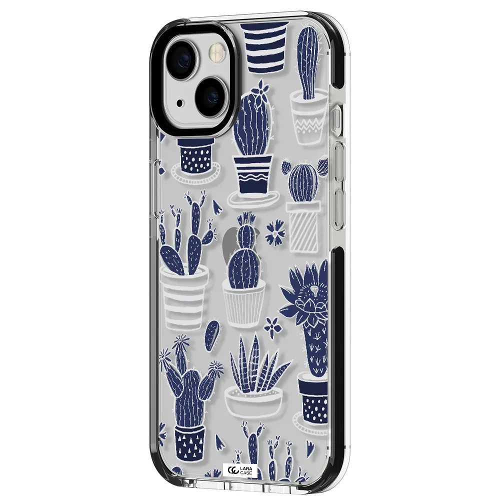 Blue Cactus Apple iPhone 13 impact black border Case