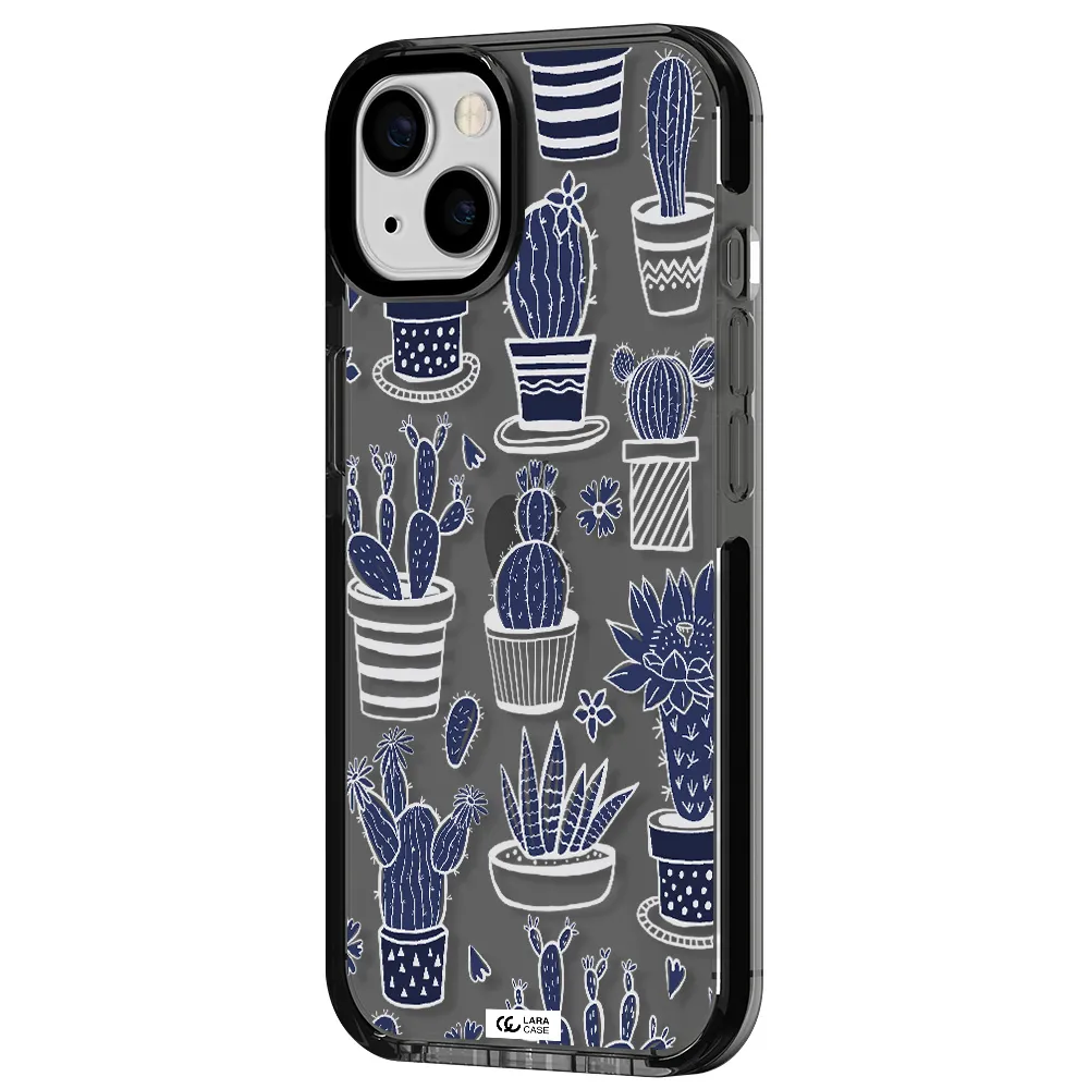Blue Cactus Apple iPhone 13 impact Smoke Black Case