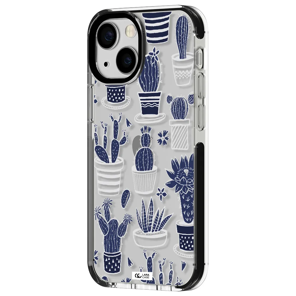 Blue Cactus Apple iPhone 13 mini impact black border Case