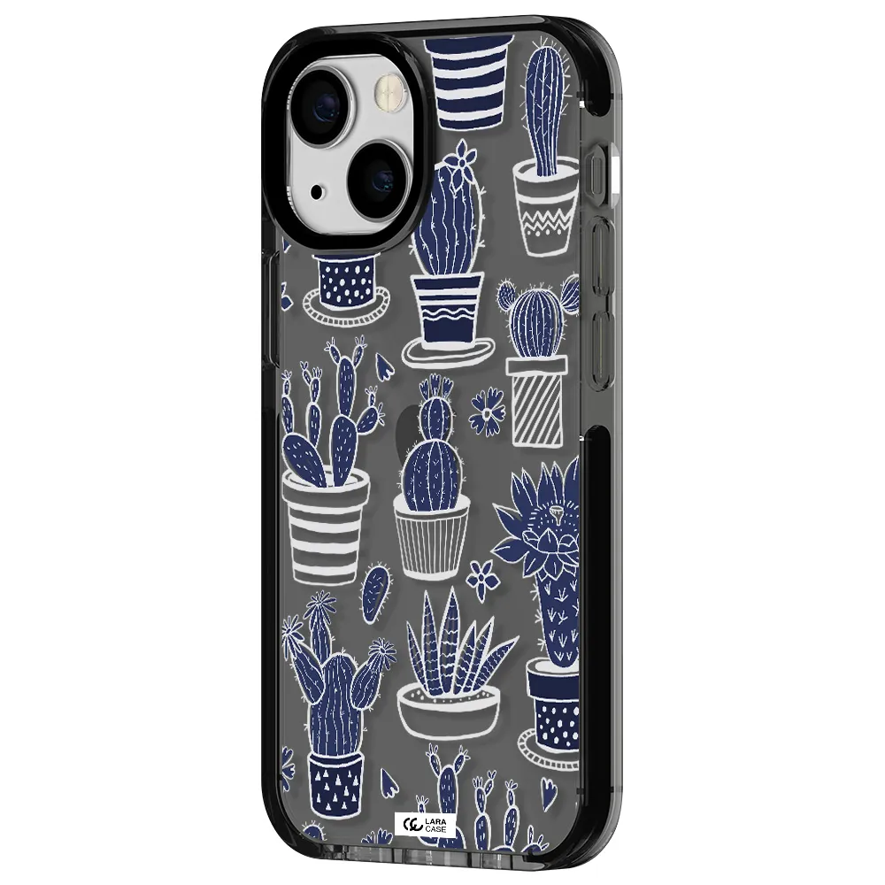 Blue Cactus Apple iPhone 13 mini impact Smoke Black Case