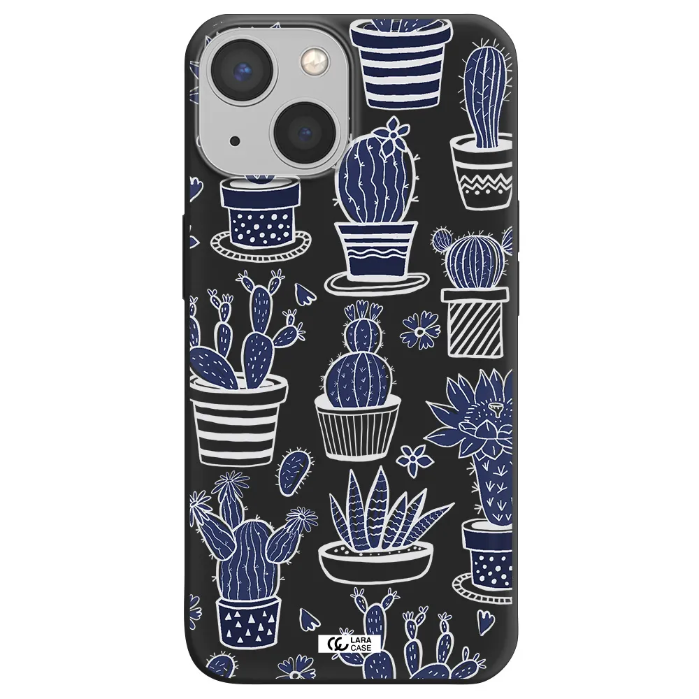 Blue Cactus Apple iPhone 13 mini Silicone black Case