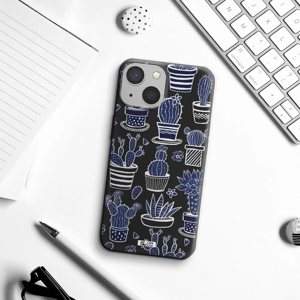 Blue Cactus Apple iPhone 13 mini Silicone black Case