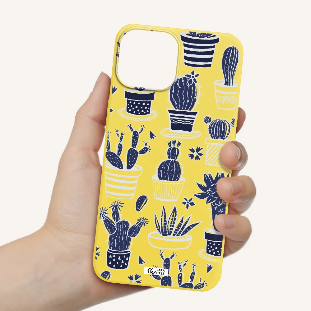 Blue Cactus Apple iPhone 13 mini Silicone canary yellow Case