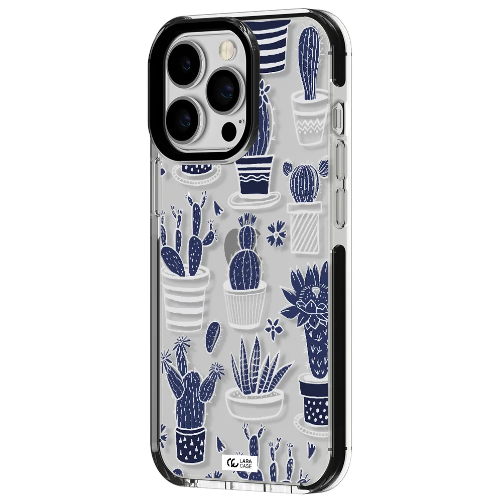 Blue Cactus Apple iPhone 13 Pro impact black border Case