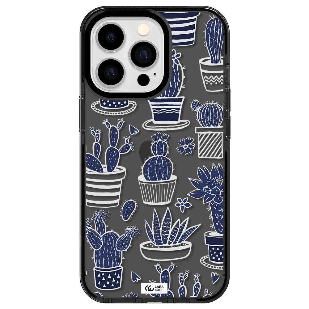 Blue Cactus Apple iPhone 13 Pro impact Smoke Black Case