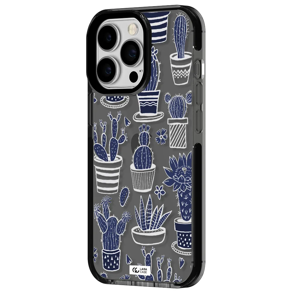 Blue Cactus Apple iPhone 13 Pro impact Smoke Black Case