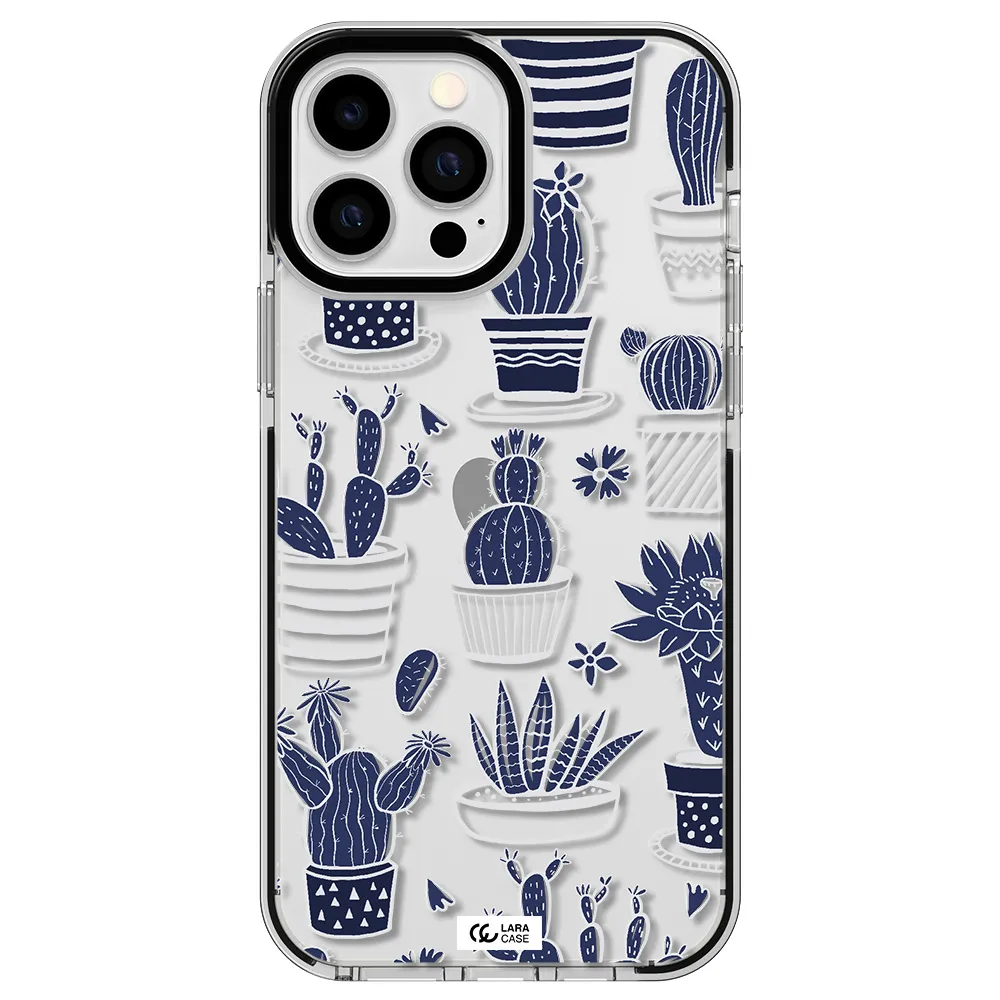 Blue Cactus Apple iPhone 13 Pro Max impact black border Case