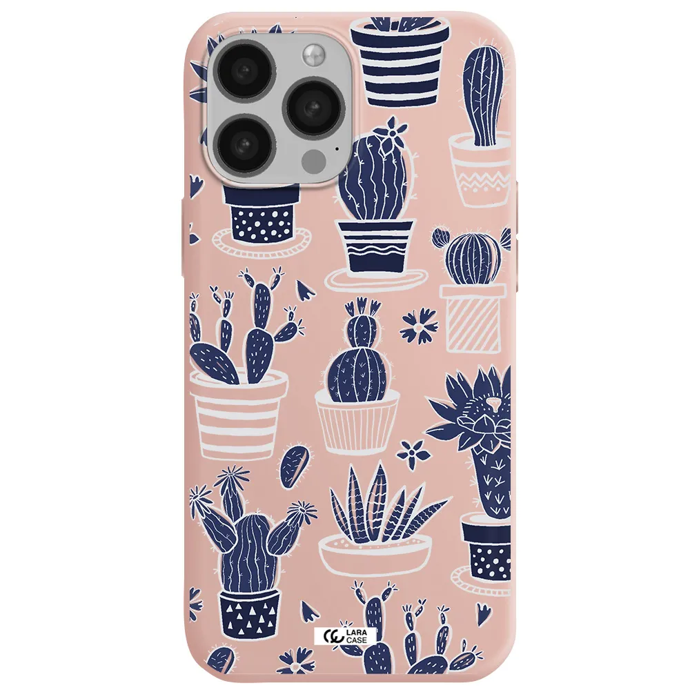 Blue Cactus Apple iPhone 13 Pro Max Silicone pastel pink Case