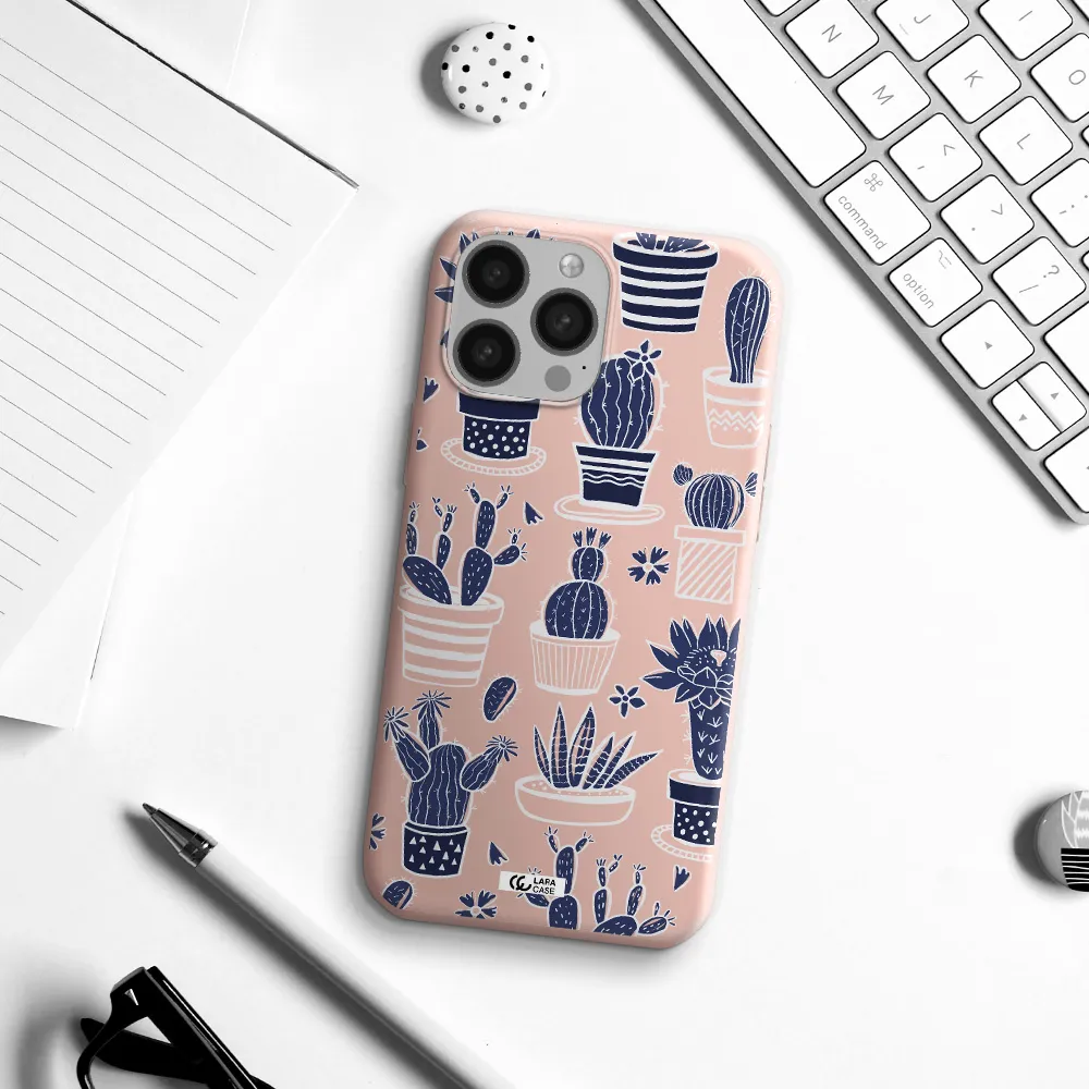Blue Cactus Apple iPhone 13 Pro Max Silicone pastel pink Case