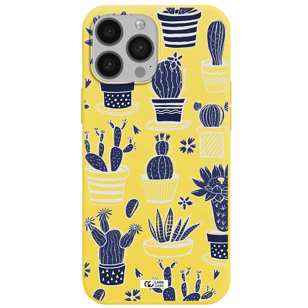 Blue Cactus Apple iPhone 13 Pro Silicone canary yellow Case