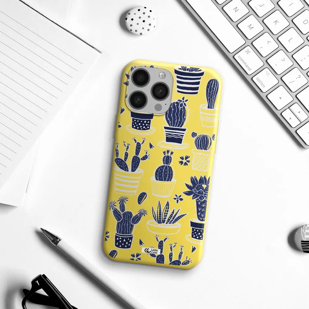 Blue Cactus Apple iPhone 13 Pro Silicone canary yellow Case