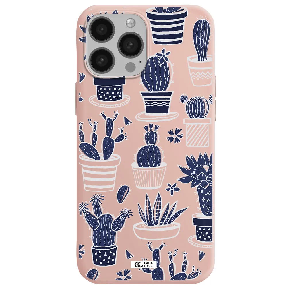 Blue Cactus Apple iPhone 13 Pro Silicone pastel pink Case