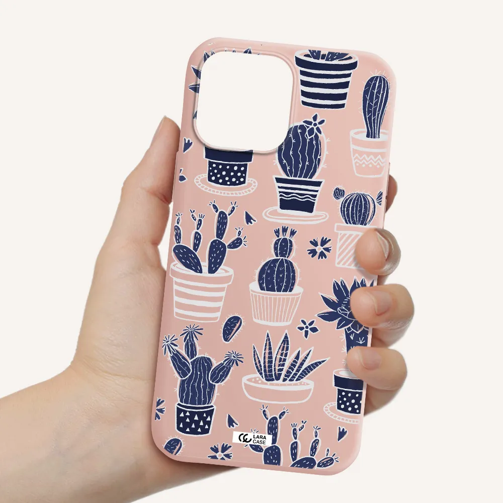 Blue Cactus Apple iPhone 13 Pro Silicone pastel pink Case