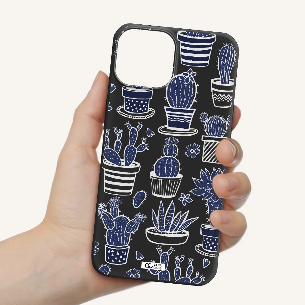Blue Cactus Apple iPhone 13 Silicone black Case
