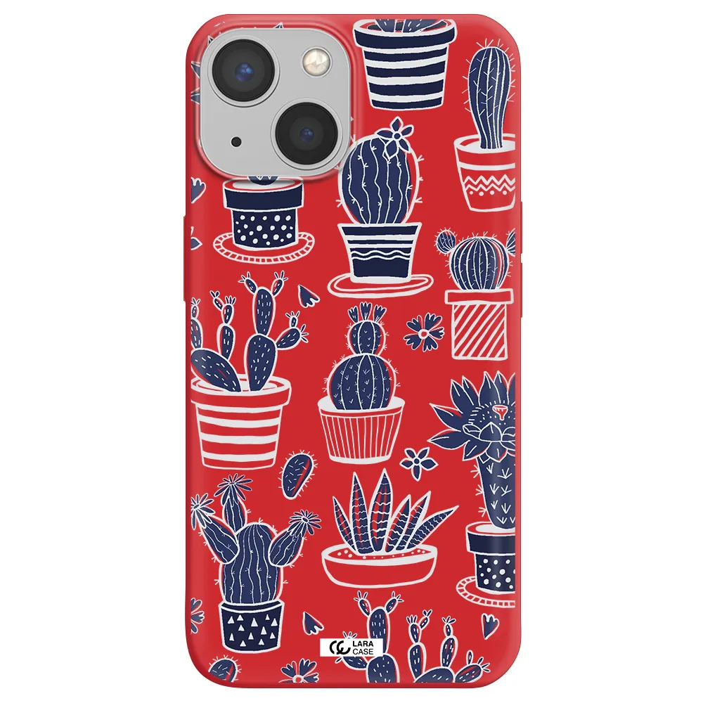 Blue Cactus Apple iPhone 13 Silicone Imperial Red Case