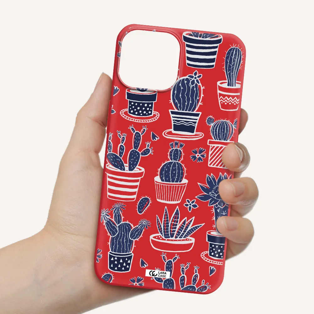 Blue Cactus Apple iPhone 13 Silicone Imperial Red Case