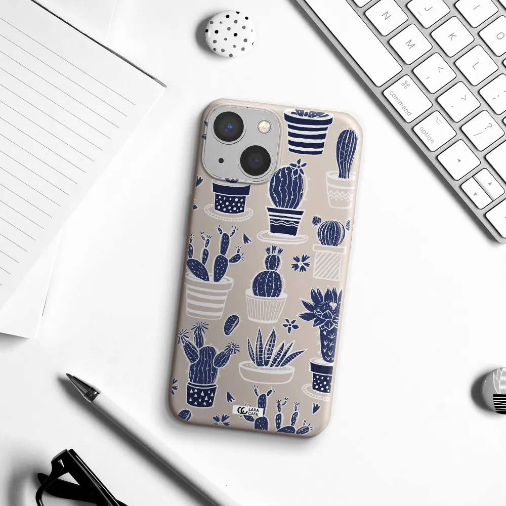 Blue Cactus Apple iPhone 13 Silicone Stone Case