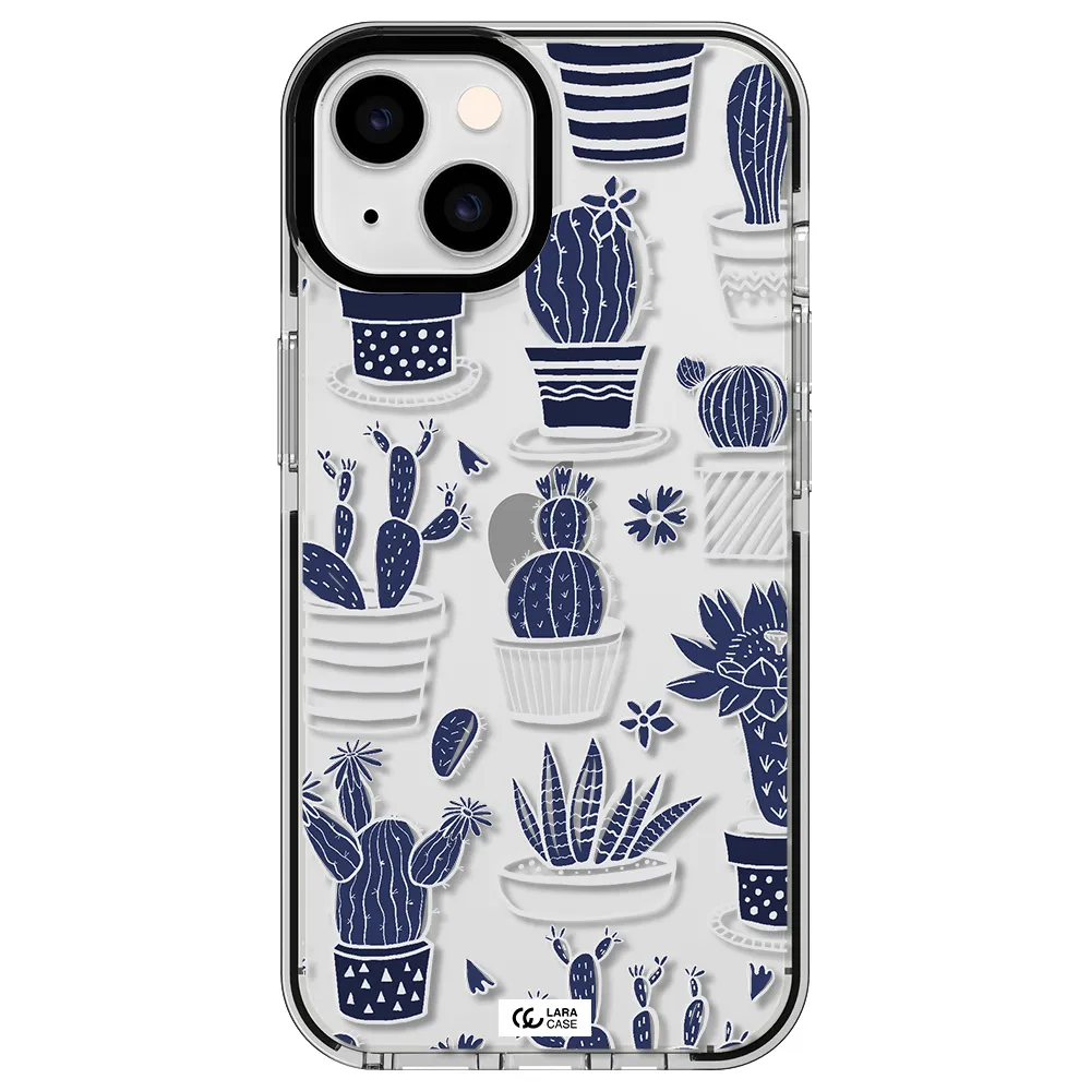 Blue Cactus Apple iPhone 14 impact black border Case
