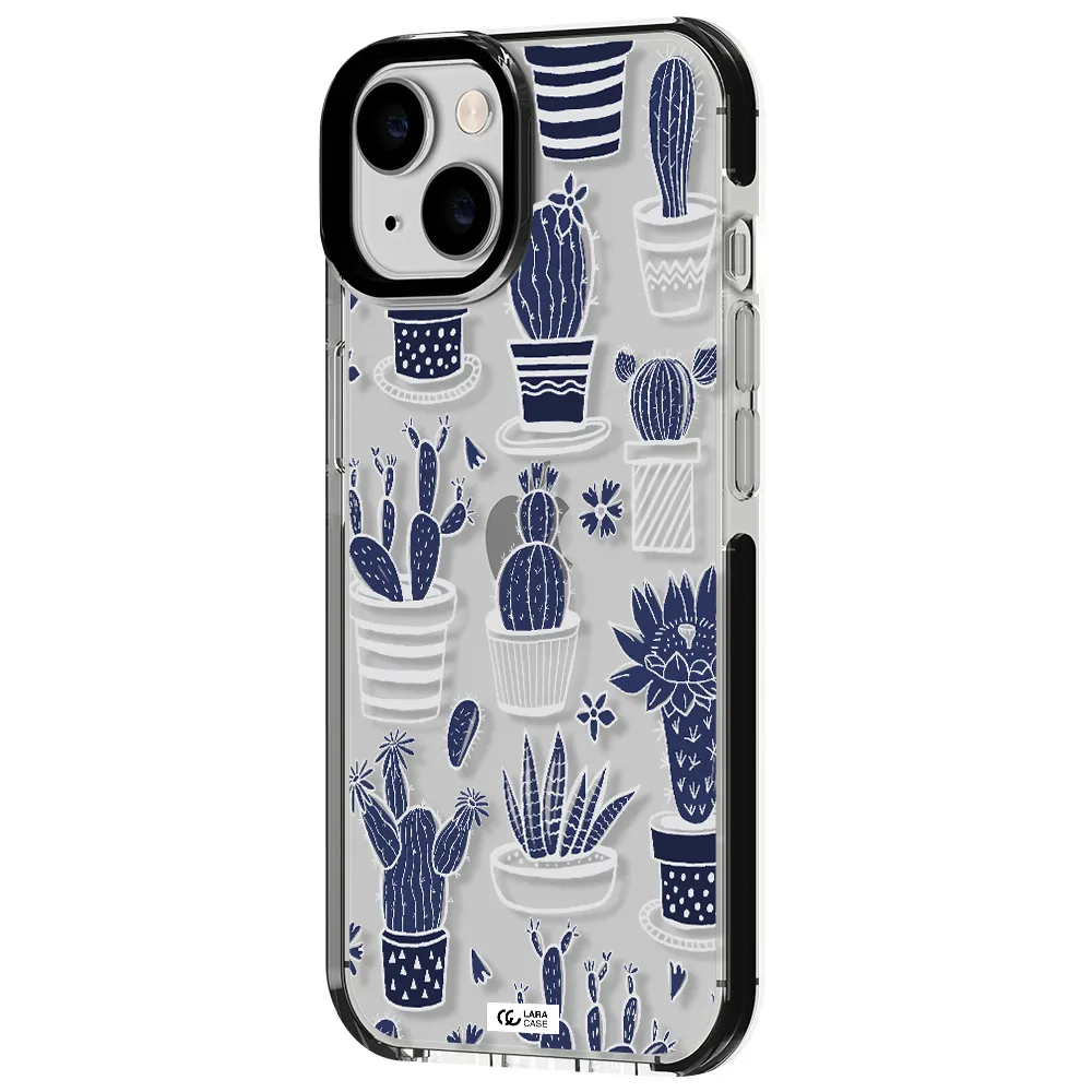 Blue Cactus Apple iPhone 14 impact black border Case