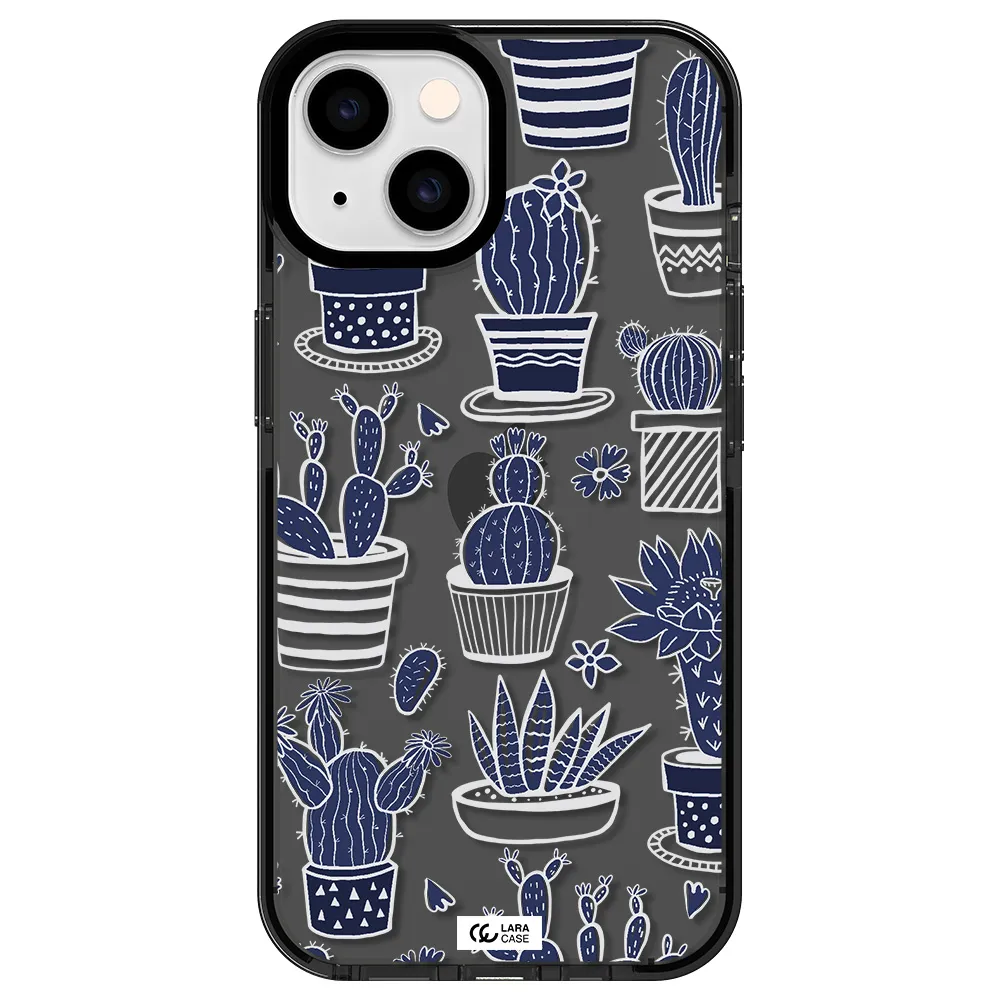 Blue Cactus Apple iPhone 14 impact Smoke Black Case