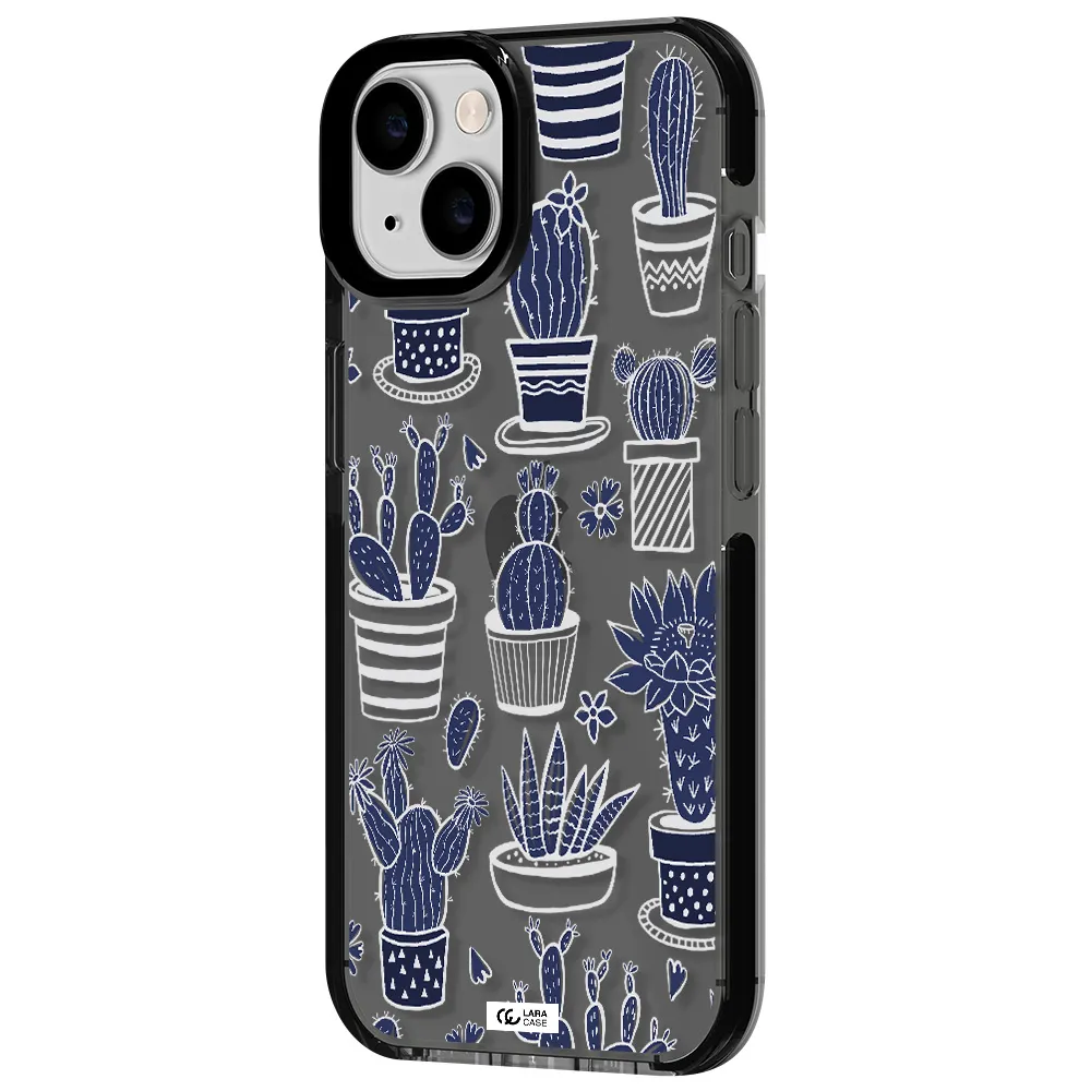 Blue Cactus Apple iPhone 14 impact Smoke Black Case