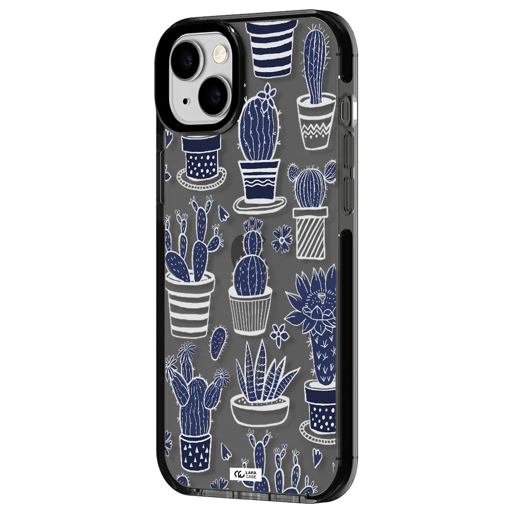 Blue Cactus Apple iPhone 14 plus impact Smoke Black Case