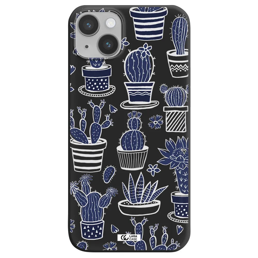 Blue Cactus Apple iPhone 14 plus Silicone black Case