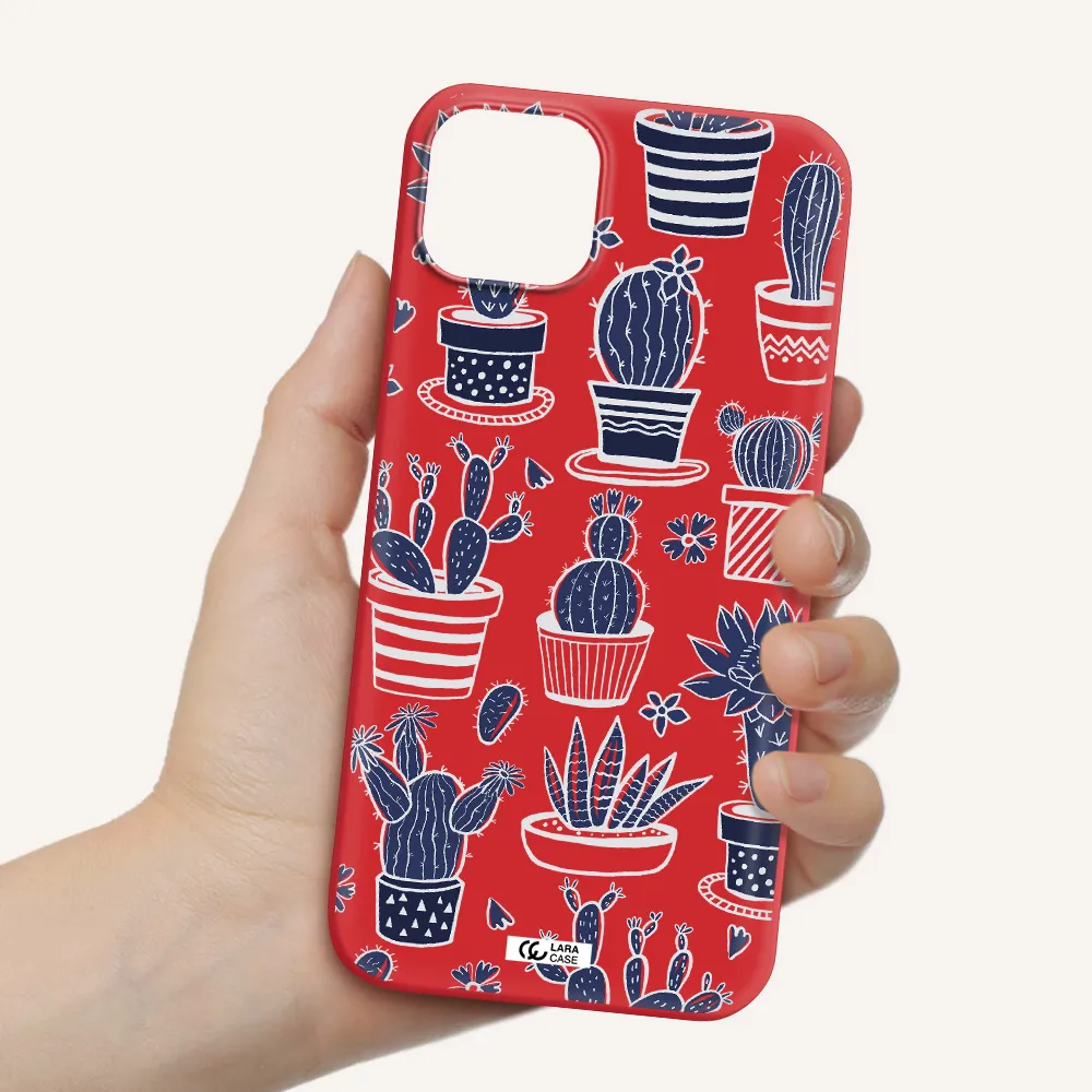 Blue Cactus Apple iPhone 14 plus Silicone Imperial Red Case