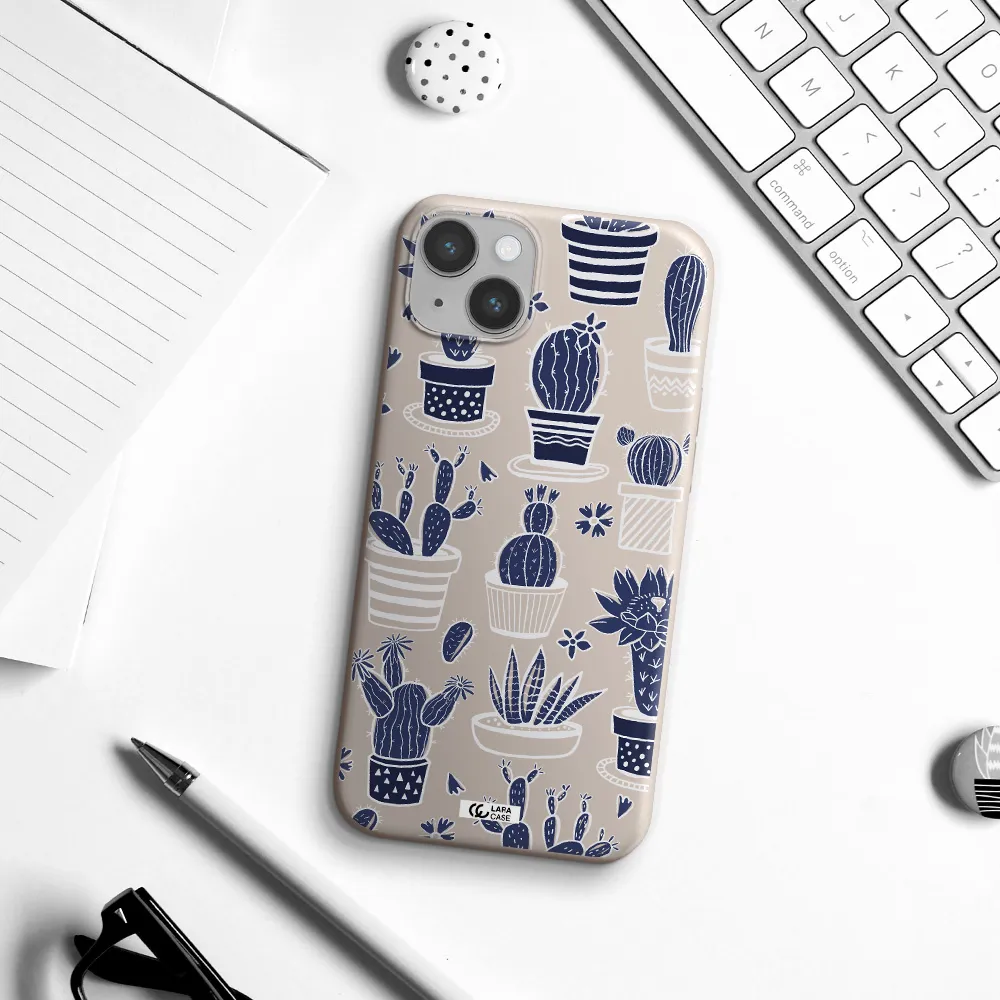 Blue Cactus Apple iPhone 14 plus Silicone Stone Case