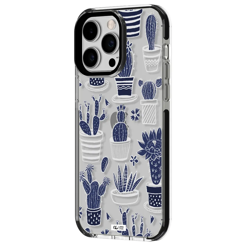 Blue Cactus Apple iPhone 14 pro max impact black border Case