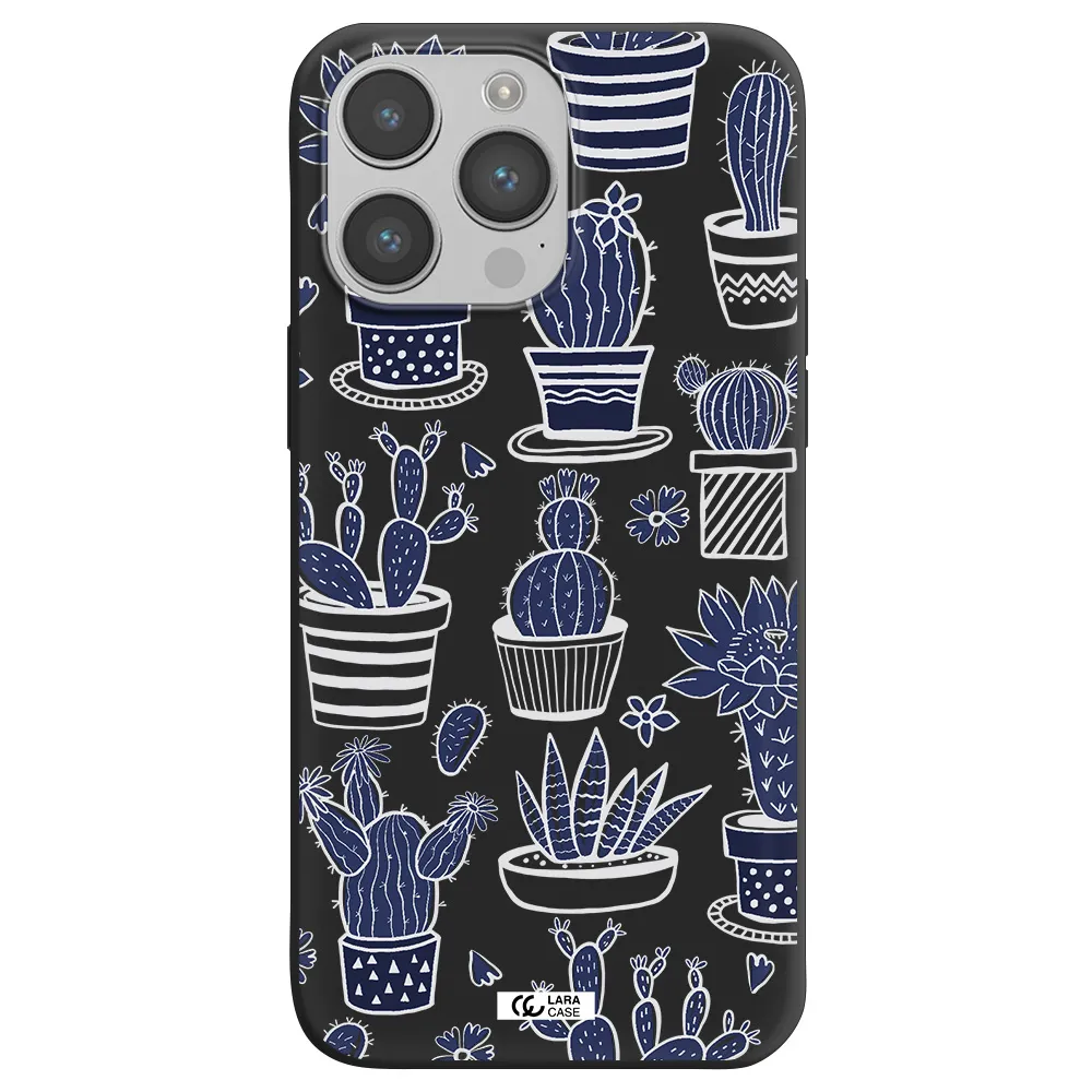 Blue Cactus Apple iPhone 14 pro max Silicone black Case