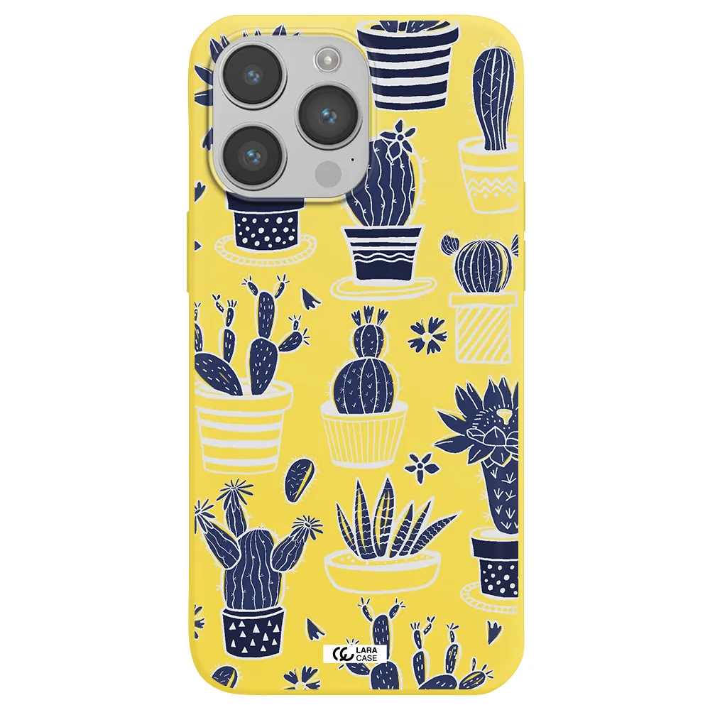 Blue Cactus Apple iPhone 14 pro max Silicone canary yellow Case
