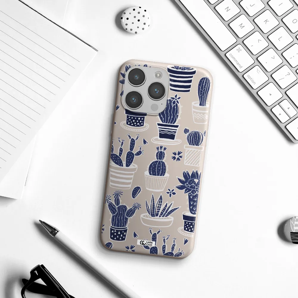 Blue Cactus Apple iPhone 14 pro max Silicone Stone Case