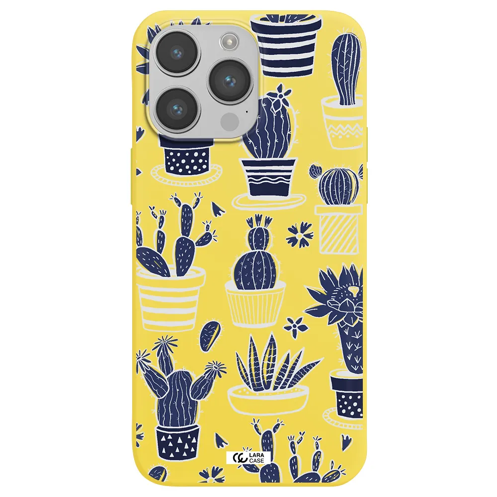 Blue Cactus Apple iPhone 14 pro Silicone canary yellow Case