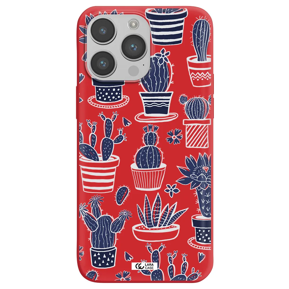 Blue Cactus Apple iPhone 14 pro Silicone Imperial Red Case
