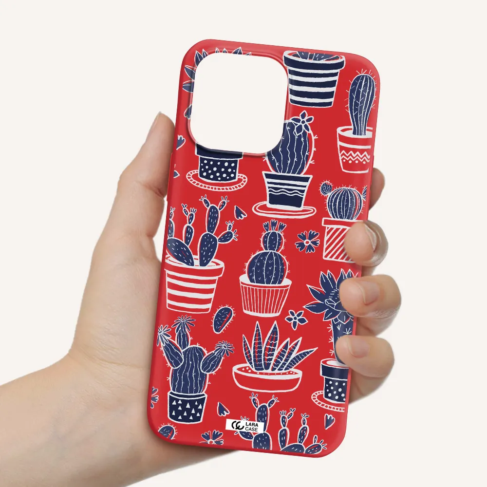 Blue Cactus Apple iPhone 14 pro Silicone Imperial Red Case