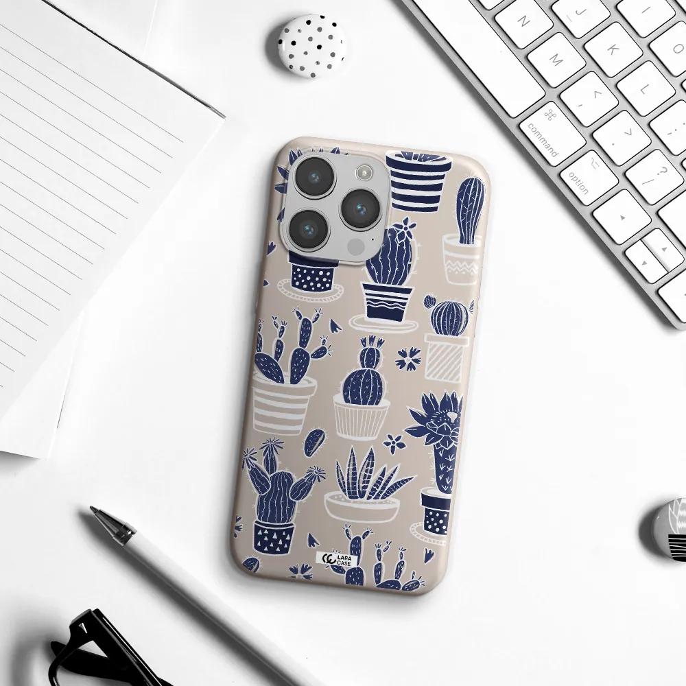 Blue Cactus Apple iPhone 14 pro Silicone Stone Case