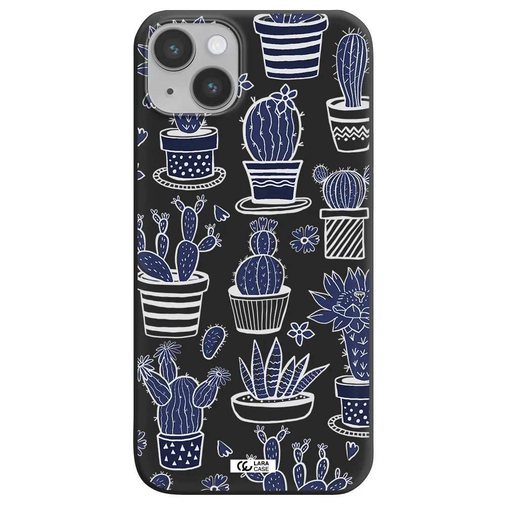 Blue Cactus Apple iPhone 14 Silicone black Case